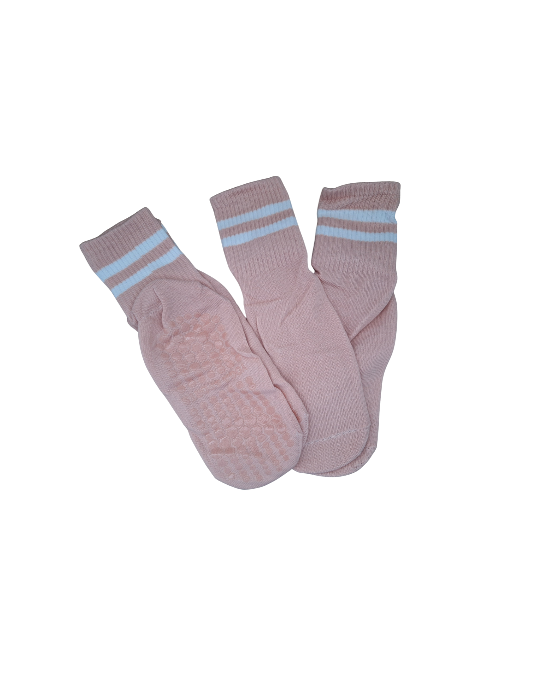 Pilates socks Pink with white strips